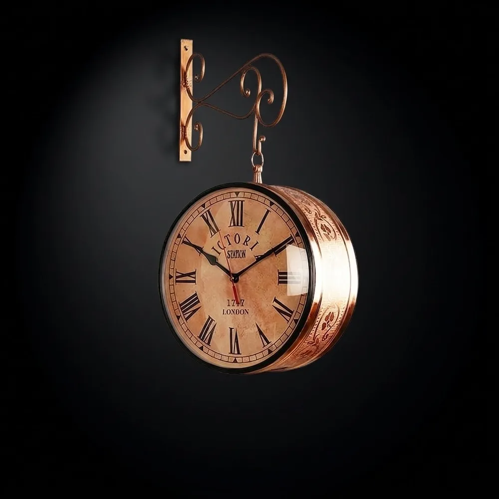 Copper and Gold Dual-Sided Victorian Wall Clock