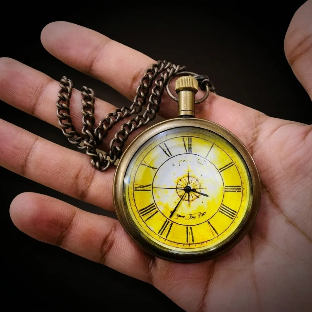 Brass Pocket Watch — Marco Polo Engraving